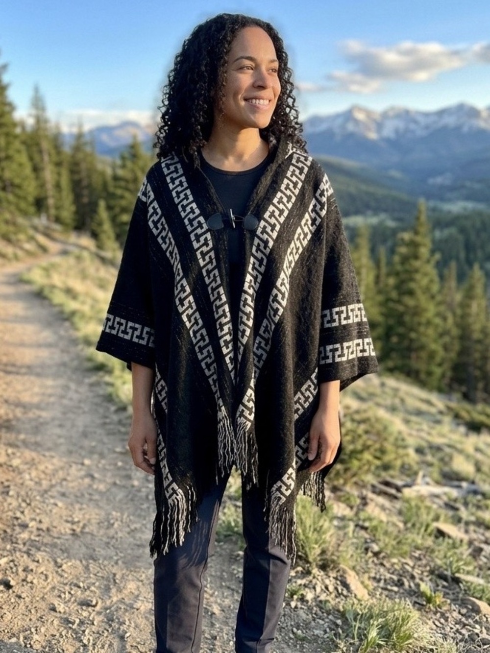 Free people hooded poncho scarf black